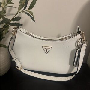 Guess Noelle Shoulder Bag in White with Gold Hardware